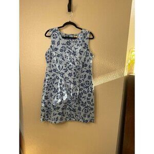 Faded Glory Women's Blue Dress size 16 sleeveless fitted dress midi dress floral
